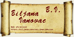 Biljana Vanovac vizit kartica